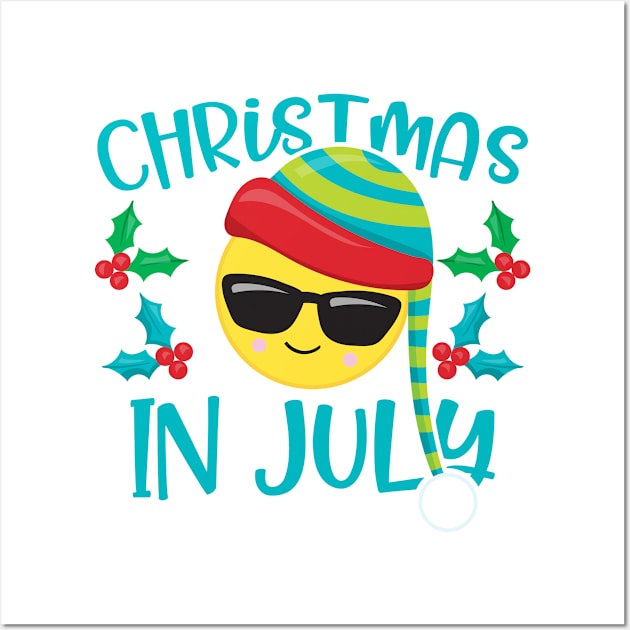 Christmas In July Smiley Face Santa Emoticon Funny Wall Art by teevisionshop